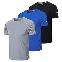 Gaiatiger 3 Pack Mens T-Shirts Dry-Fit Short Sleeve T-Shirts Moisture Wicking Active Athletic Running Tops Men Work Shirts
