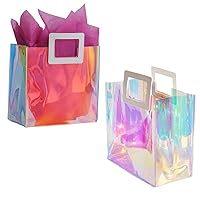 VUOJUR 2 S 8.3'' Small Holographic Gift Bags with Tissue Paper - Orchid