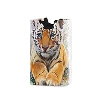 ALAZA Cute Tiger Laundry Basket with Handles, Durable Laundry Hamper Bag Collapsible Cloth Storage Bin for Home Bedroom Bathroom College Dorm