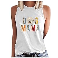 Dog Mama Sleeveless Graphic Tank Tops for Women Summer Loose Fit Sleeveless Tee Shirts Women Casual Workout T-Shirts