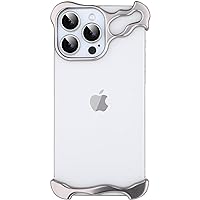 Frameless Phone Case for iPhone 15 Pro Max Phone Case, Minimalist Protective Shock Absorption Aerospace Grade Aluminum Shells + Elastomer Inlays Easy Fit (Titanium Gray)