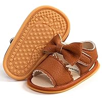 LAFEGEN Baby Girl Summer Sandals Non Slip Soft Sole T-Strap Infant Toddler First Walkers Crib Dress Shoes 3-18 Months 07 Brown, 3-6 Months Infant