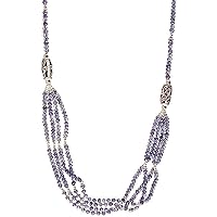 Faceted Iolite Beaded Bunch Necklace - Sterling Silver