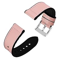 Anbeer 20mm 22mm Watch Band for Men and Women,Genuine Leather Hybrid Silicone Replacement Watch Strap with Stainless Buckle