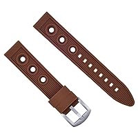 Ewatchparts 22MM RUBBER DIVER WATCH BAND STRAP COMPATIBLE WITH TAG HEUER CARRERA MONACO WATCH BROWN