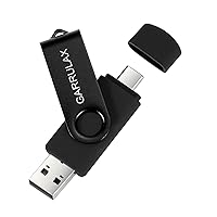 USB C Flash Drive, 2 in 1 OTG Type C USB 3.0 Rotatable Memory Stick Date Storage Pendrive Thumb for Type C Smartphones, Tablets, PC (Black, 64GB)