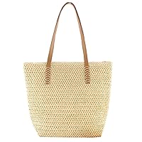 DKIIL NOIYB Straw Shoulder Bag For Women, Large Straw Bags Weave Handmade Handle Tote Bag Summer Beach Straw Handbags Bohemian Crossbody Bag