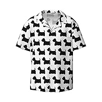 West Highland Terrier Men's Summer Short-Sleeved Shirts, Casual Shirts, Loose Fit with Pockets