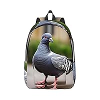 Grey Pigeon Print Canvas Laptop Backpack Outdoor Casual Travel Bag School Daypack Book Bag For Men Women