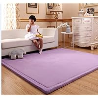 Living Room Non Skid Kids Play Mat, 3 cm Coral Fleece Baby Crawling Carpet Tatami Children Sleeping Rug Toddler Floor Mat-Purple 150x220cm(59x87inch)