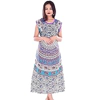 Indian 100% Cotton Women Maxi Long Dress Plus Size Animal Print Multi Color