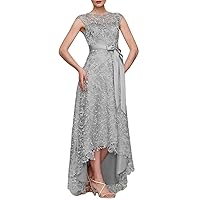 A-Line Fashion Mother of The Bride Dress Boat Neck Asymmetrical Sleeveless Lace Wedding Guest Dress 2024