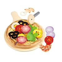 Hape Perfect Pizza Wooden Playset for Kids Kitchen| 2-in-1 Pizza Oven & Delivery Box| 29 PCs Pretend Play for Toddlers Ages 3 Years and Up , Black