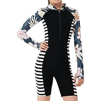 Girls Long Sleeve One-Piece Swimsuit: Rash Guard Boyleg UV UPF 50+ Sun Protection Surfing Bathing Suit
