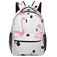 Laptop Backpack for Traveling Summer Flamingo Polka Dots Carry on Business Backpack for Men Women Casual Daypack Hiking Sporting Bag