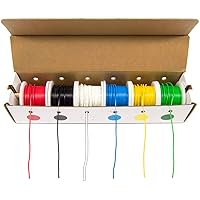 Electronix Express Authentic Stranded Hook Up Wire Kit (Tinned Copper) 22 Gauge (6 Different Colored 25 Foot Spools Included), 150 Ft