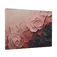 NONHAI Canvas Wall Art for Living Room Bedroom Decorative Painting Art Posters Modern Rose Color Blush and Black Print Hanging Artwork Wall Art Aesthetics Decorative Paintings 12x16 Inch