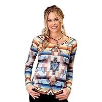 ROPER Western Sweater Womens L/S Jersey Multi 03-038-0514-1016 MU