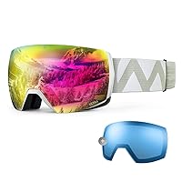OutdoorMaster Ultra Ski Goggles OTG, Magnetic Interchangeable Snow Goggles with 2 Lens, Snowboard Goggles for Men Women Youth