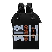 Chicago Flag 312 Durable Travel Laptop Hiking Backpack Waterproof Fashion Print Bag for Work Park Black-Style