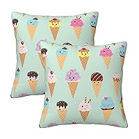 Ice Cream Cones Print Throw Pillows Covers Indoor Home Neutral Decor Set Soft Square Couch Pillows Covers