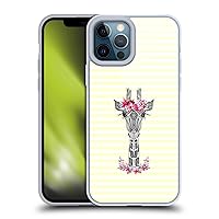 Head Case Designs Officially Licensed Monika Strigel Yellow Flower Giraffe and Stripes Soft Gel Case Compatible with Apple iPhone 12 Pro Max and Compatible with MagSafe Accessories