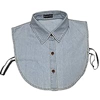 LANGUGU Unisex Stylish Detachable Half Shirt Blouse False Collar Solid Color Denim Fake Collar