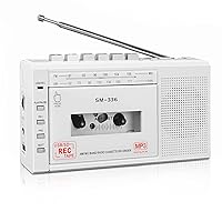 Portable Cassette Player Recorder, Cassette to MP3 Digital Converter via USB or Micro SD Card, Powered by AC or 4 AA Battery AM FM Radio Tape Walkman, Build-in Speaker and Microphone