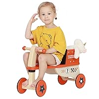 Wooden Baby Ride on Toys Baby Balance Bike Toddler Balance Car Baby Push Toy for Babies 1-3years (Red)