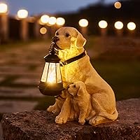 Solar Garden Statues Labrador Dog Ornament, Outdoor Decorations Led Lights, Resin Ornaments with Led Solar Lantern