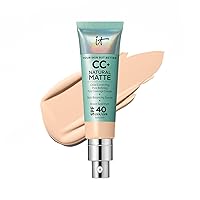 IT Cosmetics CC+ Cream Natural Matte Foundation with SPF 40 - Shine-Reducing & Long-Wear Full Coverage Foundation For Oily Skin - With Hyaluronic Acid - Fragrance Free & Non-Comedogenic - 1.08 fl oz