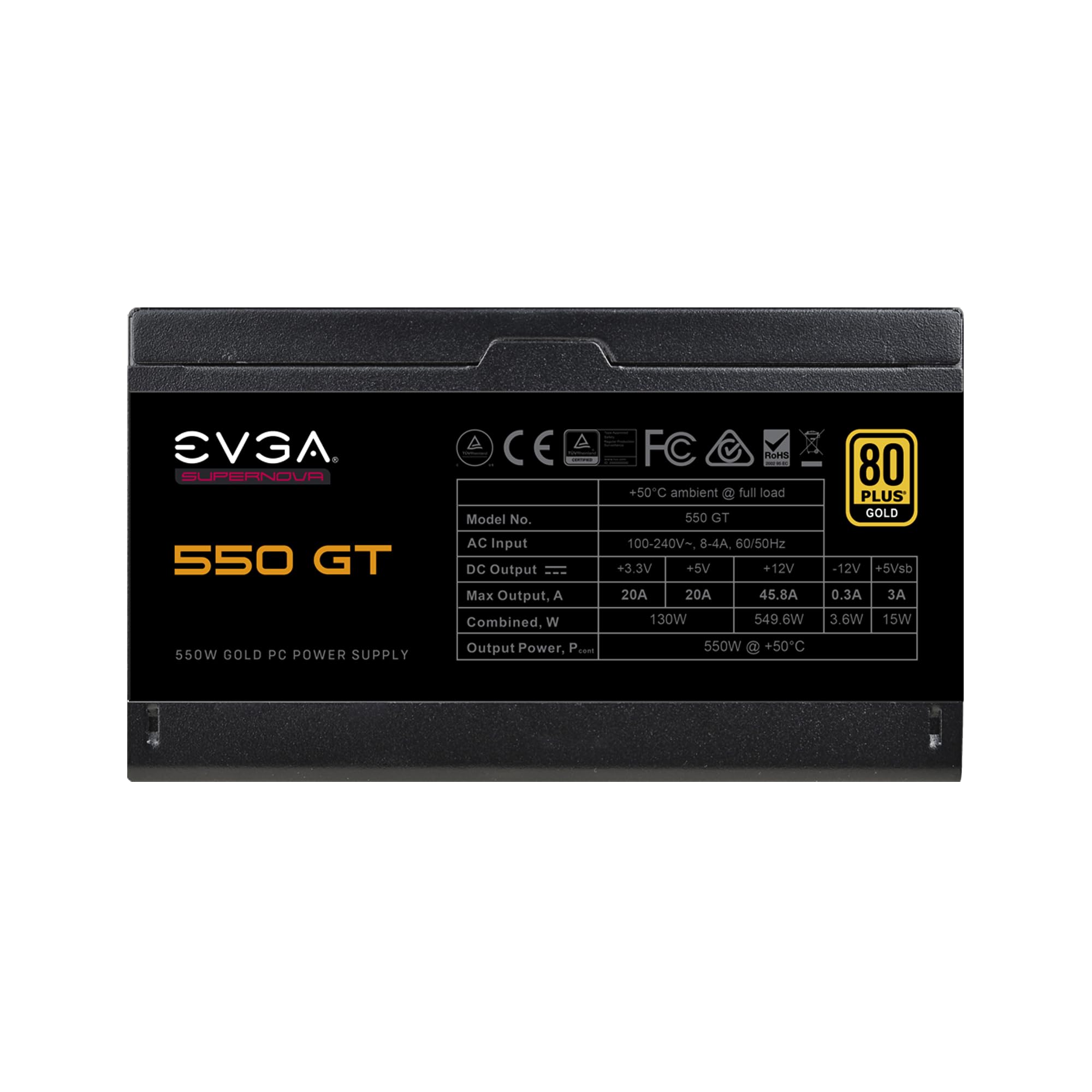 EVGA Supernova 550 GT, 80 Plus Gold 550W, Fully Modular, Auto Eco Mode with FDB Fan, 7 Year Warranty, Includes Power ON Self Tester, Compact 150mm Size, Power Supply 220-GT-0550-Y1