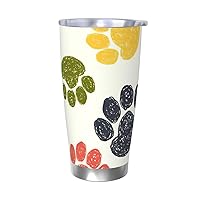 Cute Colorful Dog Paw Print Car Mug,Stainless Steel Insulated Mug,Office Supplies,Automotive Supplies