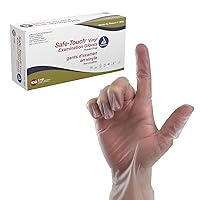 Dynarex Safe-Touch Vinyl Disposable Exam Gloves, Powder-Free, Food Safety and Compliance, Ambidextrous, Clear, Large, 1 Box of 100 Safe-Touch Vinyl Disposable Exam Gloves