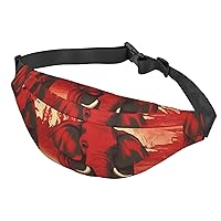 Fanny Pack For Men Women Casual Belt Bag Waterproof Waist Bag Elephants Red Running Waist Pack For Travel Sports