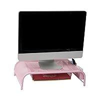 Mind Reader Monitor Stand, Ventilated Laptop Riser, Paper Tray, Storage, Office, Metal Mesh, 20