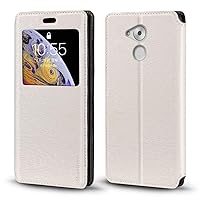 Huawei Enjoy 6S Case, Wood Grain Leather Case with Card Holder and Window, Magnetic Flip Cover for Huawei Enjoy 6C
