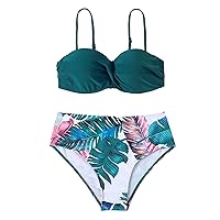 Suits Womens Bikini Set High Waisted Bathing Suit Thong Swimsuits for Women Bathing Suit with Shorts Swimsuit Two Piece Swimsuit Women 2 Piece Bikini Bathing Suits for Women 2 Piece