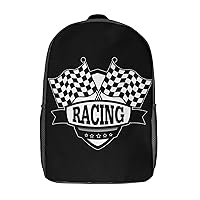 Checkered Flags Race Car Flag Travel Backpack Casual 17 Inch Large Daypack Shoulder Bag with Adjustable Shoulder Straps