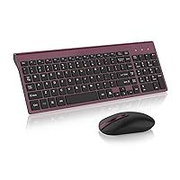cimetech Wireless Keyboard and Mouse Combo, Compact Full Size Wireless Keyboard and Mouse Set 2.4G Ultra-Thin Sleek Design for Windows, Computer, Desktop, PC, Notebook - Wine Red