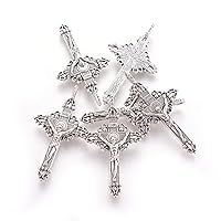 Pandahall 20pcs Tibetan Style Crucifix Cross Pendant Charms for Rosary Holy Beads Necklace Jewelry Making Antique Silver 50x28x3mm Hole: 3mm