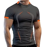Men's Quick Dry Short Sleeve Compression Shirts Sports Baselayer Muscle T-Shirts Gym Athletic Workout Shirts