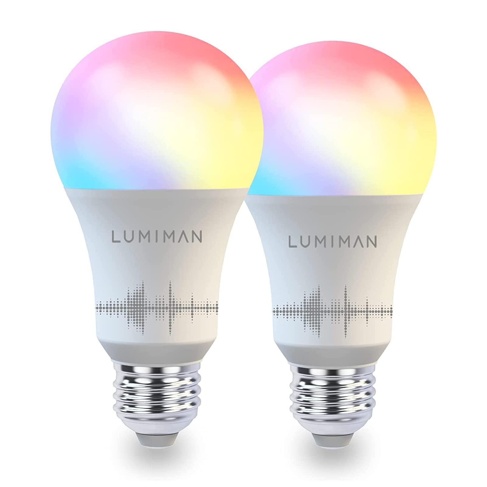 LUMIMAN Smart Light Bulbs, Full Color Changing Light Bulb, Music Sync, Warm to Cool White Smart Bulb, WiFi Alexa Light Bulb, A19 800LM 7.5W, Works with Alexa Google Home, No Hub Required, 2 Pack