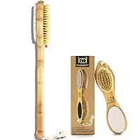 ICANdOIT-4 in 1 Feet Pedicure Kit with Long Handle Classic Bath Shower Brush&Dry/Wet Brushing Body Brush Back Scrubber,Shower Brush for exfoliator Skin and Remove Dead Skin Cells