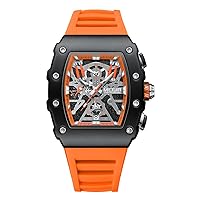 MEGIR Men's Silicone Strap Quartz Watch Fashion Luminous Tonneau Dial Chronograph Date Wrist Watch
