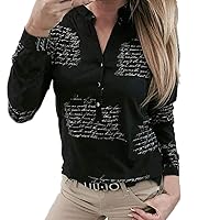 Blouses Women, TUDUZ Ladies Letters Printing Button V Neck Casual Shirt Fashion Long Sleeve Tops Pullover T-Shirt Blouse