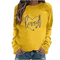 LOVE Heart Print Sweatshirt Women Casual Fleece Pullover Top Long Sleeve Shirts Athletic Fit Sweater Preppy Clothes