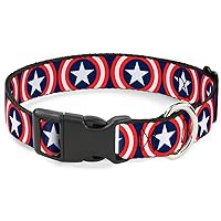 Cat Collar Breakaway Captain America Shield Repeat Navy 8 to 12 Inches 0.5 Inch Wide