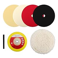 Amazon Basics - Buffing and Polishing Pad Kit, (Foam,Cloth,Wool,Polyurethane,Velcro) , 7