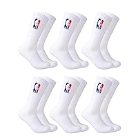 NBA Men's Athletic Cushioned Secure Fit Crew Socks - 6 Pack